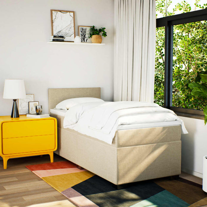 Pat box spring cu saltea, crem, 100x200 cm, textil - WALTI WALTI