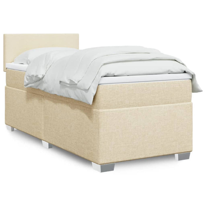 Pat box spring cu saltea, crem, 100x200 cm, textil - WALTI WALTI