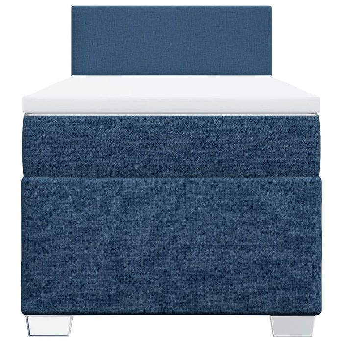Pat box spring cu saltea, albastru, 100x200 cm, textil - WALTI WALTI