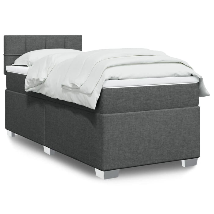 Pat box spring cu saltea, gri închis, 100x200 cm, textil - WALTI WALTI
