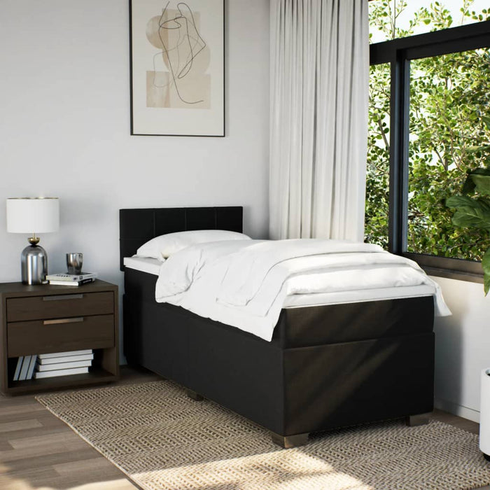 Pat box spring cu saltea, negru, 100x200 cm, textil - WALTI WALTI