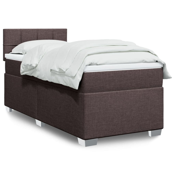 Pat box spring cu saltea, maro închis, 100x200 cm, textil - WALTI WALTI
