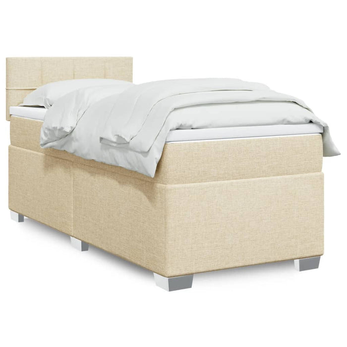 Pat box spring cu saltea, crem, 100x200 cm, textil - WALTI WALTI