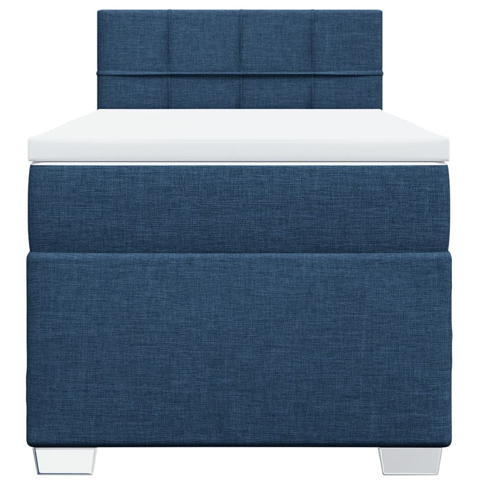 Pat box spring cu saltea, albastru, 100x200 cm, textil - WALTI WALTI