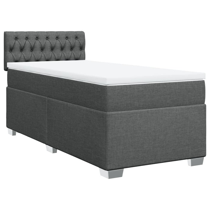 Pat box spring cu saltea, gri închis, 100x200 cm, textil - WALTI WALTI