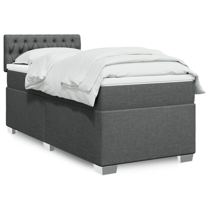 Pat box spring cu saltea, gri închis, 100x200 cm, textil - WALTI WALTI