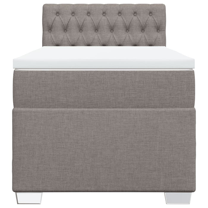 Pat box spring cu saltea, gri taupe, 100x200 cm, textil - WALTI WALTI