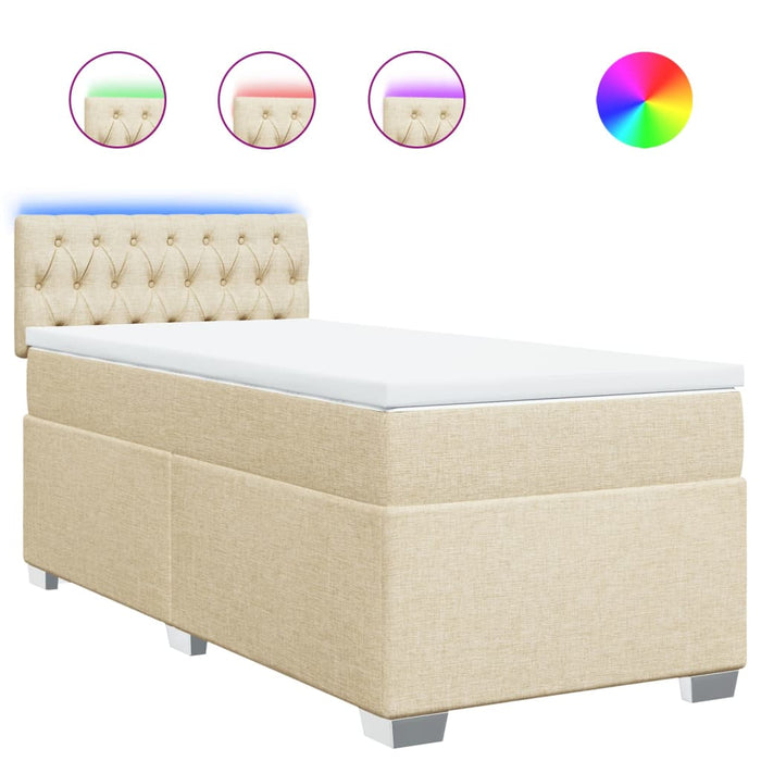 Pat box spring cu saltea, crem, 100x200 cm, textil - WALTI WALTI