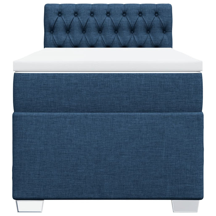 Pat box spring cu saltea, albastru, 100x200 cm, textil - WALTI WALTI