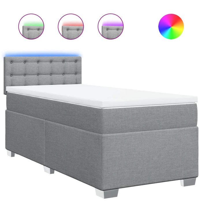 Pat box spring cu saltea, gri deschis, 100x200 cm, textil - WALTI WALTI