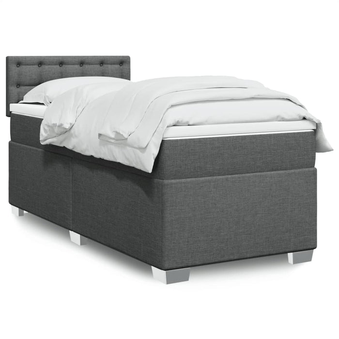 Pat box spring cu saltea, gri închis, 100x200 cm, textil - WALTI WALTI