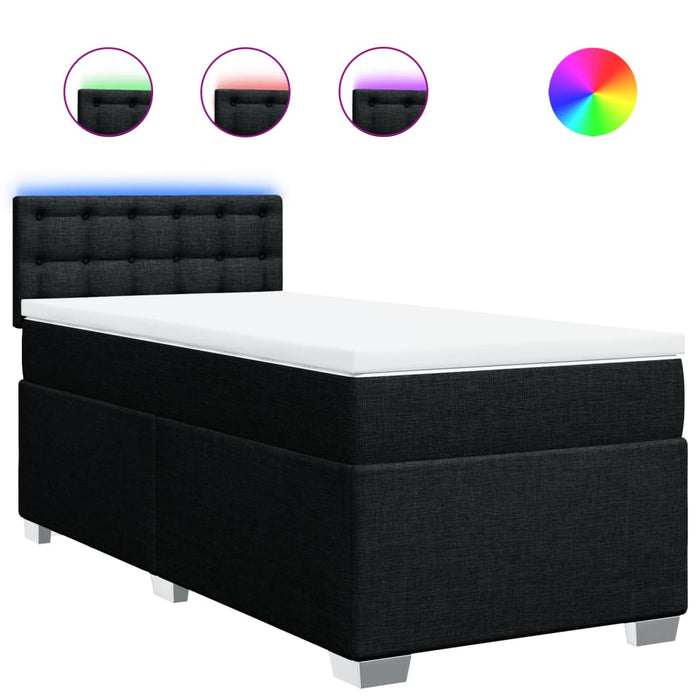 Pat box spring cu saltea, negru, 100x200 cm, textil - WALTI WALTI