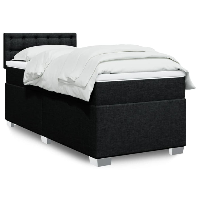Pat box spring cu saltea, negru, 100x200 cm, textil - WALTI WALTI