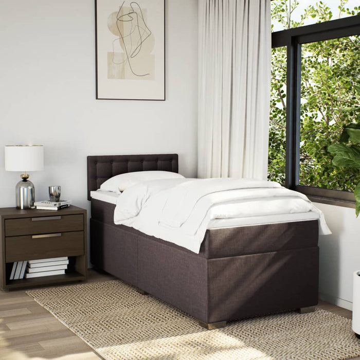 Pat box spring cu saltea, maro închis, 100x200 cm, textil WALTI