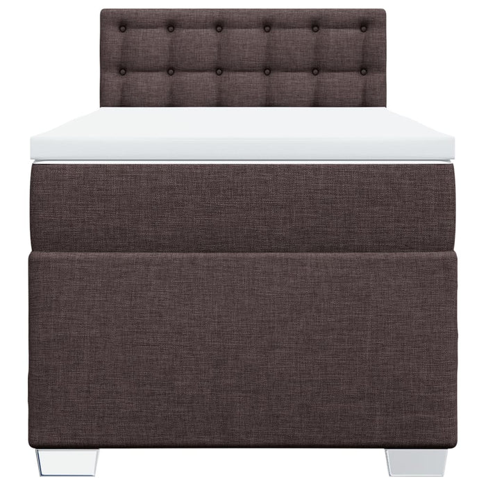 Pat box spring cu saltea, maro închis, 100x200 cm, textil WALTI