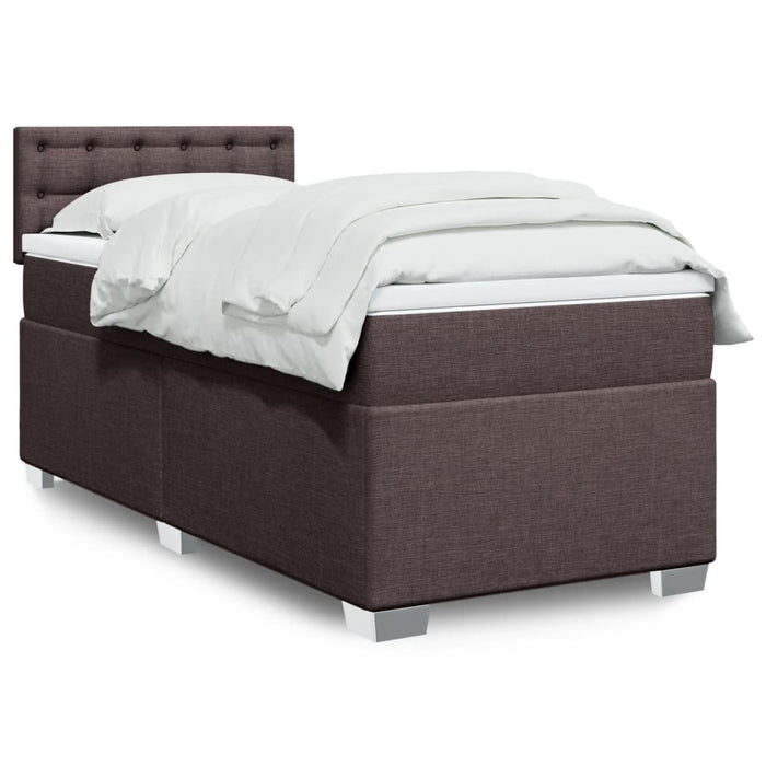 Pat box spring cu saltea, maro închis, 100x200 cm, textil WALTI