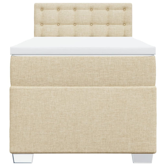 Pat box spring cu saltea, crem, 100x200 cm, textil - WALTI WALTI