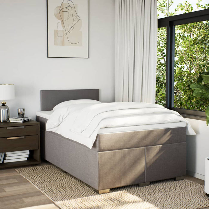 Pat box spring cu saltea, taupe, 120x190 cm material textil WALTI