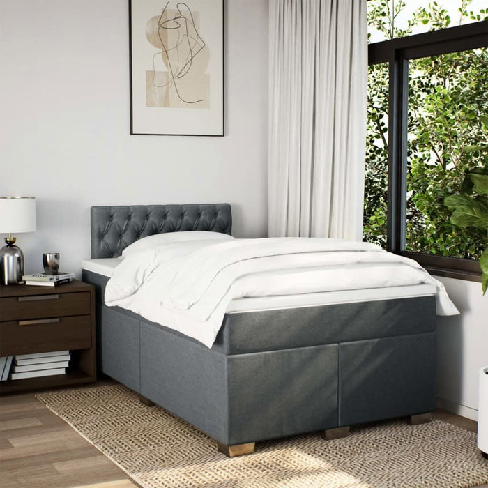 Pat box spring cu saltea, gri închis, 120x190 cm, textil - WALTI WALTI