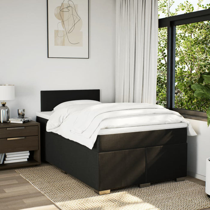 Pat box spring cu saltea, negru, 120x200 cm, textil - WALTI WALTI