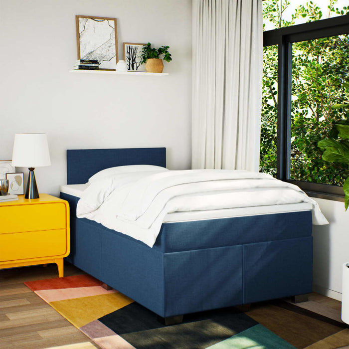 Pat box spring cu saltea, albastru, 120x200 cm, textil - WALTI WALTI