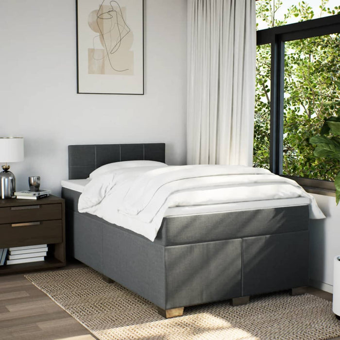 Pat box spring cu saltea, gri închis, 120x200 cm, textil - WALTI WALTI