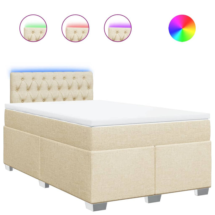Pat box spring cu saltea, crem, 120x200 cm, textil WALTI