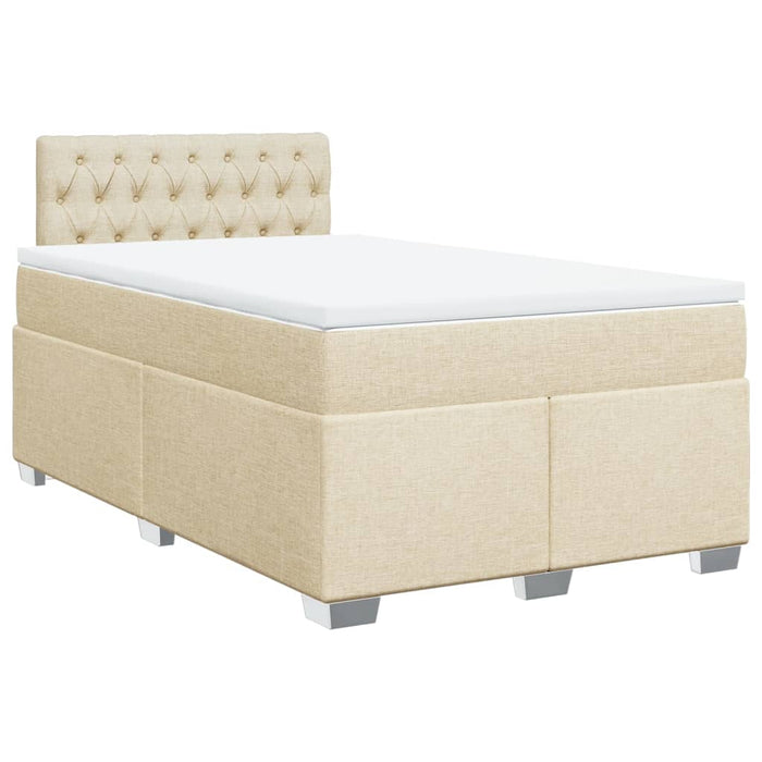 Pat box spring cu saltea, crem, 120x200 cm, textil WALTI