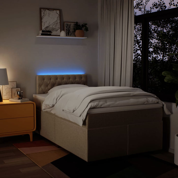 Pat box spring cu saltea, crem, 120x200 cm, textil WALTI