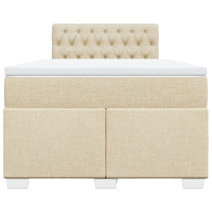 Pat box spring cu saltea, crem, 120x200 cm, textil WALTI
