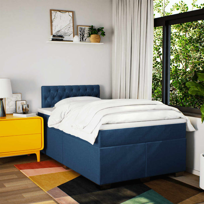 Pat box spring cu saltea, albastru, 120x200 cm, textil - WALTI WALTI