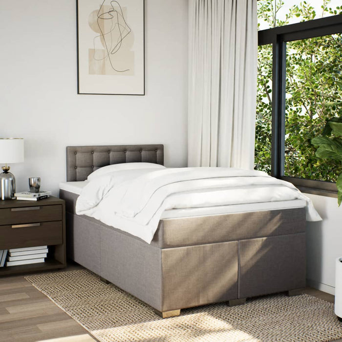 Pat box spring cu saltea, gri taupe, 120x200 cm, textil - WALTI WALTI