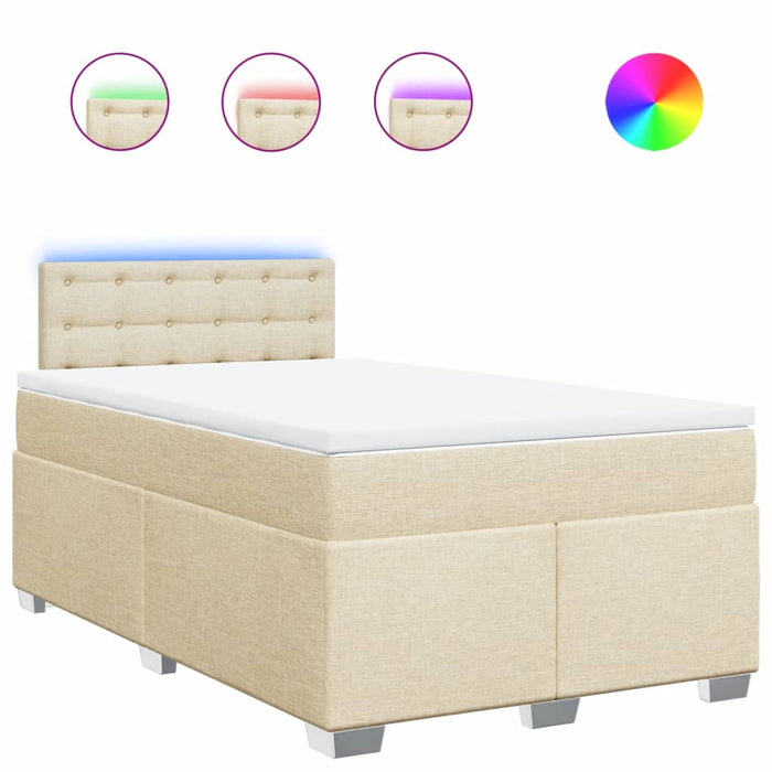 Pat box spring cu saltea, crem, 120x200 cm, textil - WALTI WALTI