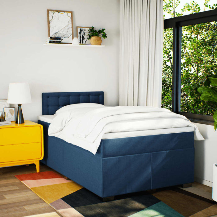 Pat box spring cu saltea, albastru, 120x200 cm, textil - WALTI WALTI