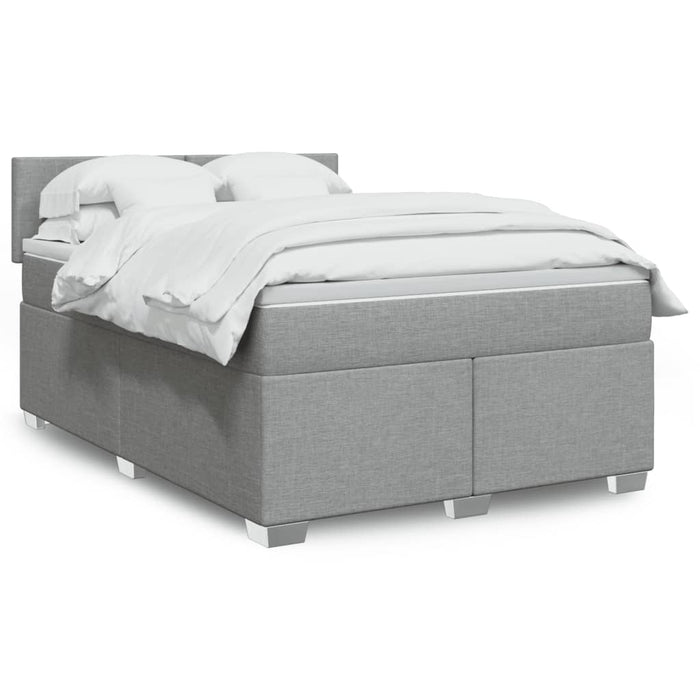 Pat box spring cu saltea, gri deschis, 140x190 cm, textil - WALTI WALTI