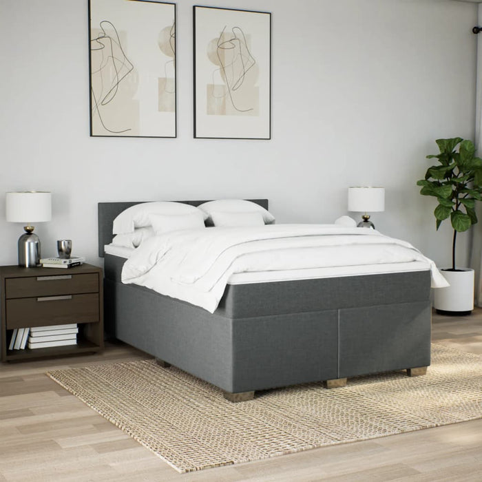 Pat box spring cu saltea, gri închis, 140x190 cm, textil - WALTI WALTI