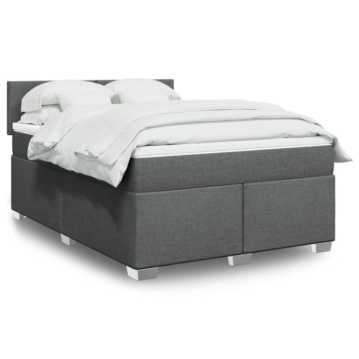Pat box spring cu saltea, gri închis, 140x190 cm, textil - WALTI WALTI