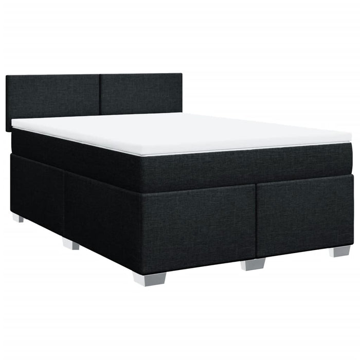 Pat box spring cu saltea, negru, 140x190 cm, textil - WALTI WALTI