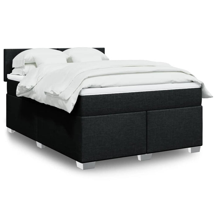Pat box spring cu saltea, negru, 140x190 cm, textil - WALTI WALTI
