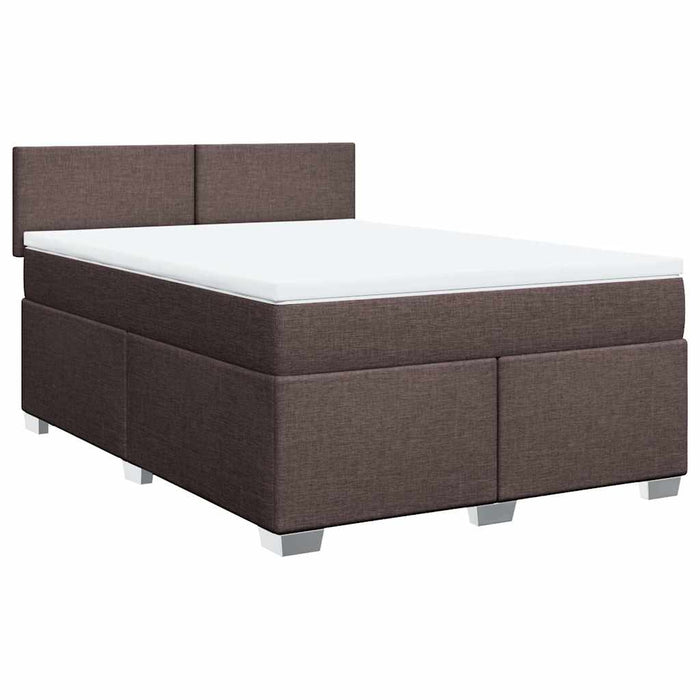 Pat box spring cu saltea, maro închis, 140x200 cm, textil - WALTI WALTI