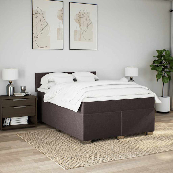 Pat box spring cu saltea, maro închis, 140x200 cm, textil - WALTI WALTI