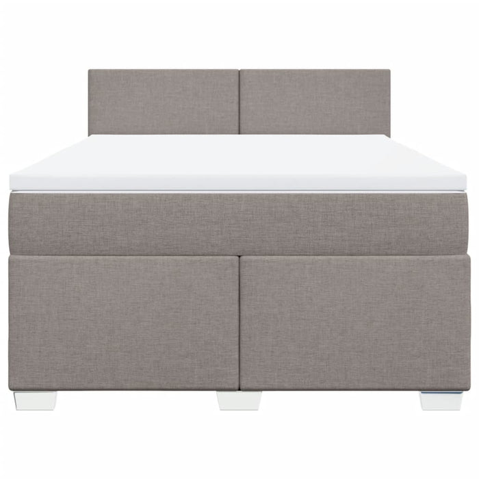 Pat box spring cu saltea, gri taupe, 140x200 cm, textil - WALTI WALTI