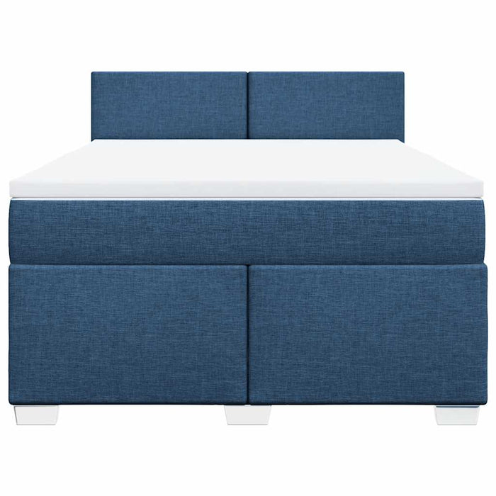 Pat box spring cu saltea, albastru, 140x200 cm, textil - WALTI WALTI