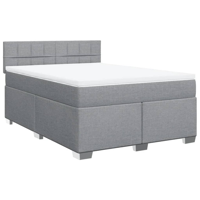 Pat box spring cu saltea, gri deschis, 140x190 cm, textil - WALTI WALTI
