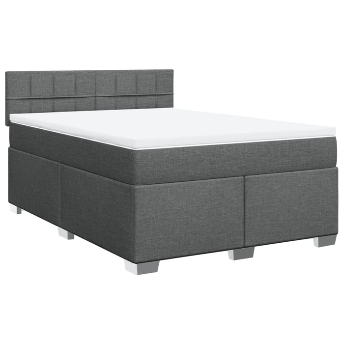 Pat box spring cu saltea, gri închis, 140x190 cm, textil - WALTI WALTI