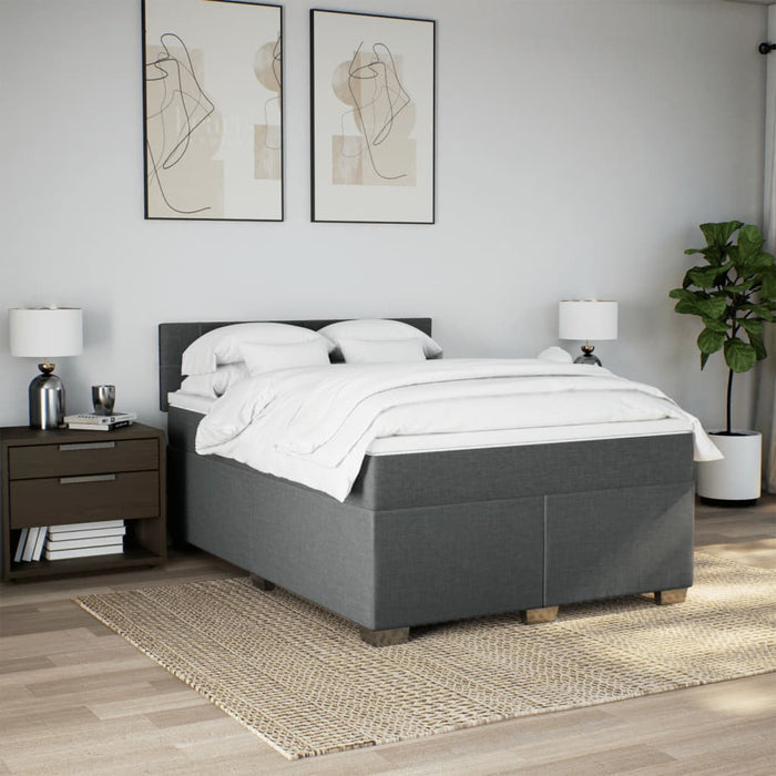 Pat box spring cu saltea, gri închis, 140x190 cm, textil - WALTI WALTI