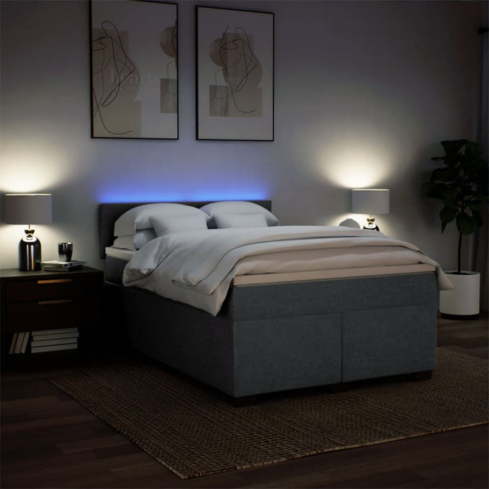 Pat box spring cu saltea, gri închis, 140x190 cm, textil - WALTI WALTI