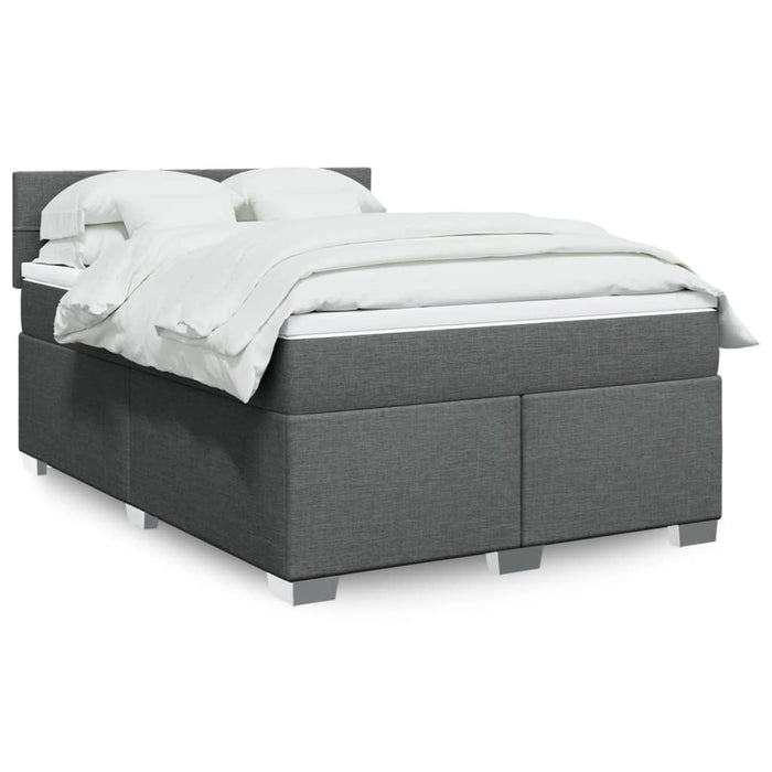 Pat box spring cu saltea, gri închis, 140x190 cm, textil - WALTI WALTI