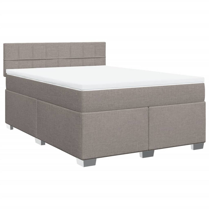 Pat box spring cu saltea, gri taupe, 140x200 cm, textil - WALTI WALTI