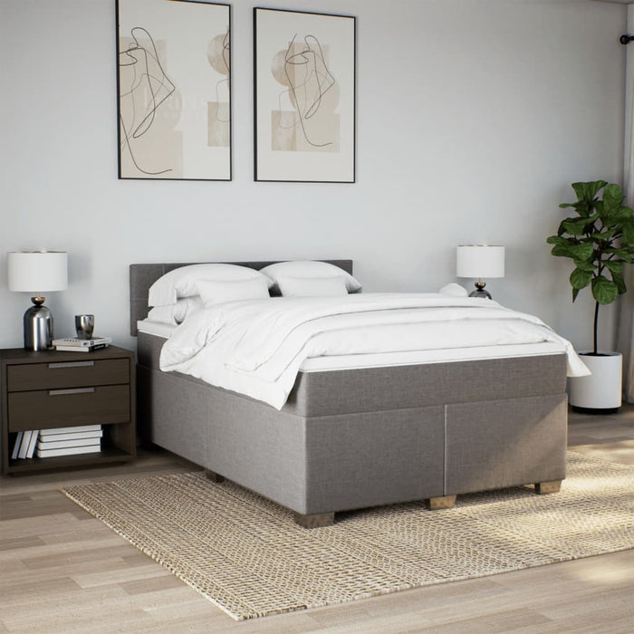 Pat box spring cu saltea, gri taupe, 140x200 cm, textil - WALTI WALTI